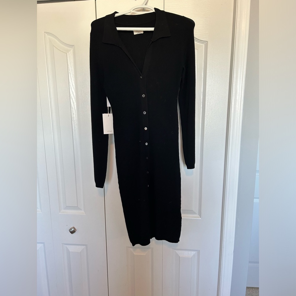 Black button up sweater dress- NWT - Wilfred- M